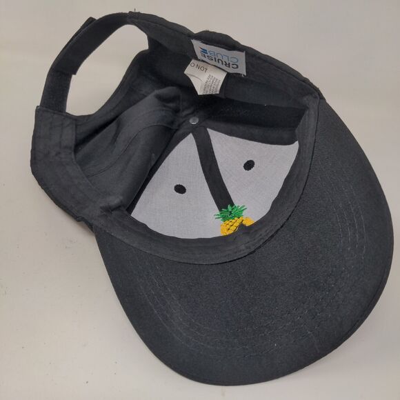Cruise Club Men's Strapback Hat Black Adjustable Embroidered Pineapple Logo - Picture 6 of 8